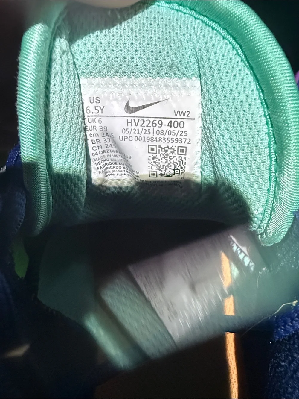 Nike Kids Navy Lebrons with Purple, Teal & Orange Accents— Come smelling Fresh
